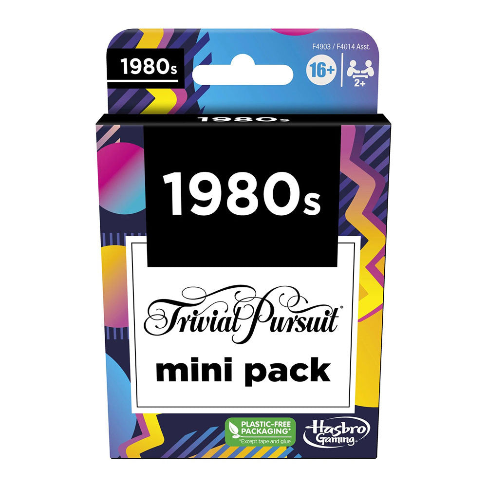 Trivial Pursuit mini pack from the 1980s packaging on a white background