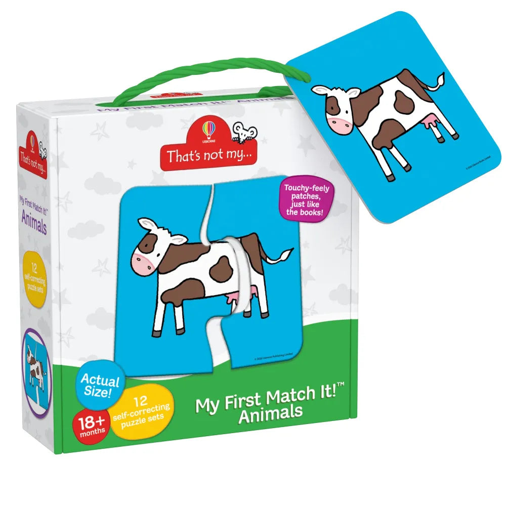 Children's educational puzzle book packaging with cow illustration on a white background