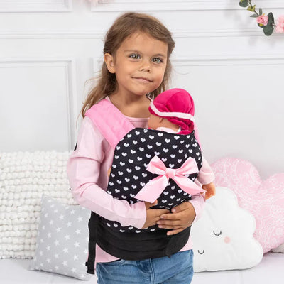BAYER DOLL ACCESSORIES DOLL CARRIER PINK AND BLACK - Toyworld Frankston