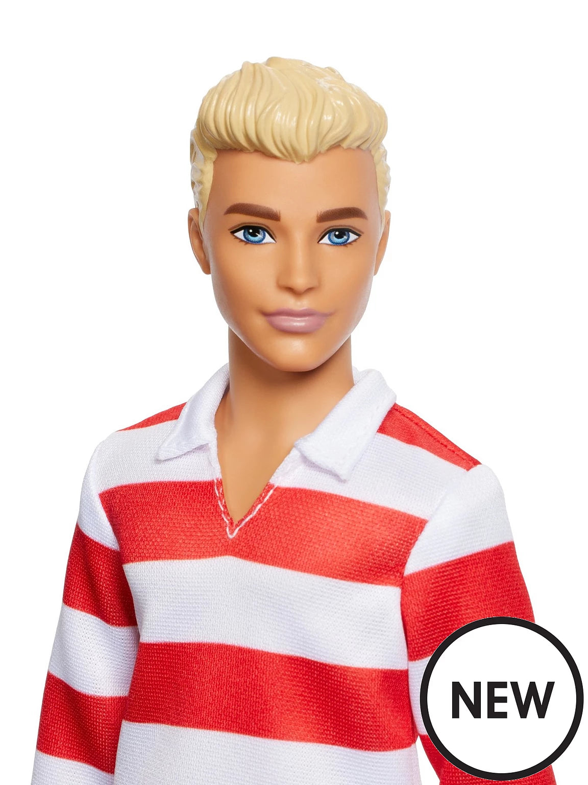 BARBIE FASHIONISTA KEN DOLL BLONDE RED/WHITE SHIRT 241 - Toyworld Frankston