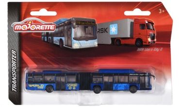 MAJORETTE 1:64 MAN LIONS CITY BUS - BLUE WORLD TRAVEL
