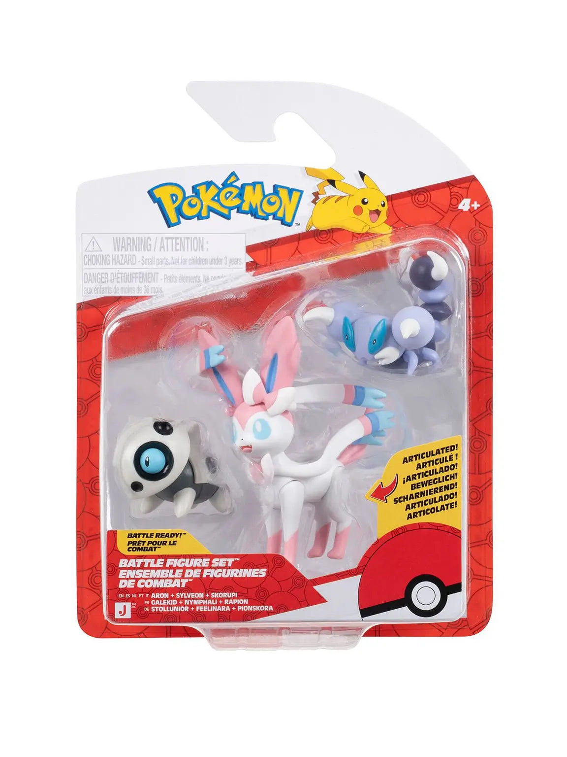 POKEMON BATTLE FIGURE SET - ARON + SYLVEON + SKORUPI - Toyworld Frankston