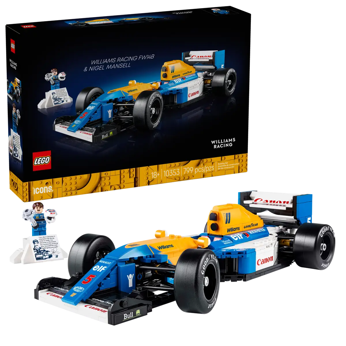 LEGO ICONS 10353 WILLIAMS RACING FW14B & NIGEL MANSELL