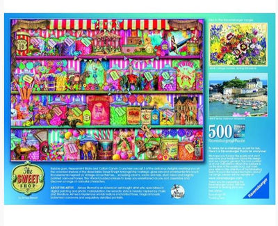 RAVENSBURGER PUZZLE - AIMEE STEWART : THE SWEET SHOP 500 PIECES - Toyworld Frankston