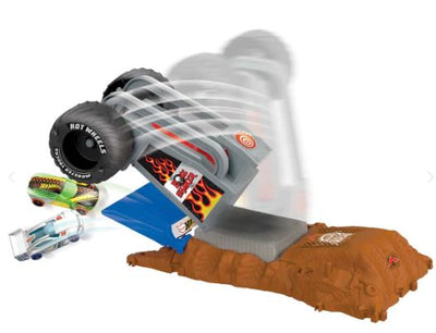 HOT WHEELS MONSTER TRUCKS ARENA SMASHERS TIRE PRESS CHALLENGE PLAYSET – BONE SHAKER - Toyworld Frankston