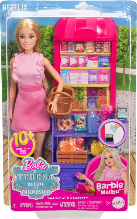 BARBIE AND TERESA RECIPE FOR FRIENDSHIP MALIBU BARBIE AT THE MARKET DOLL AND PLAYSET