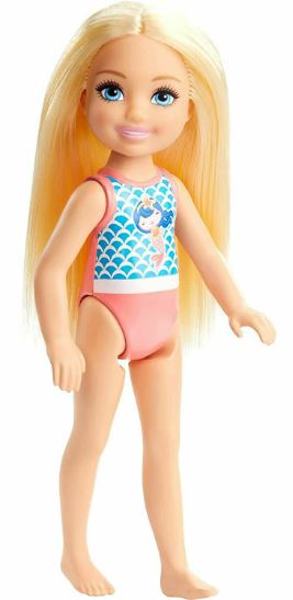 BARBIE CLUB CHELSEA BEACH DOLL - BLONDE HAIR MERMAID SWIMMERS - Toyworld Frankston