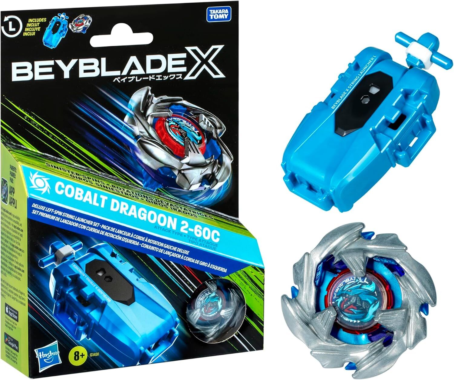 BEYBLADE X DELUXE STRING LAUNCHER SET - COBALT DRAGOON 2-60C - Toyworld Frankston