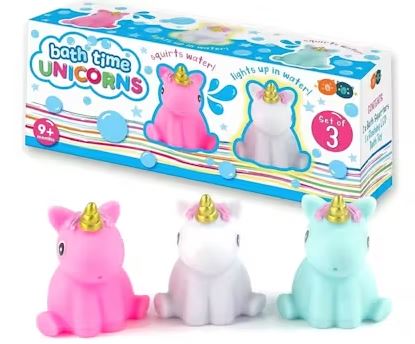 BUDDY & BARNY BATH TIME LIGHT UP UNICORN SQUIRTERS 3 PACK