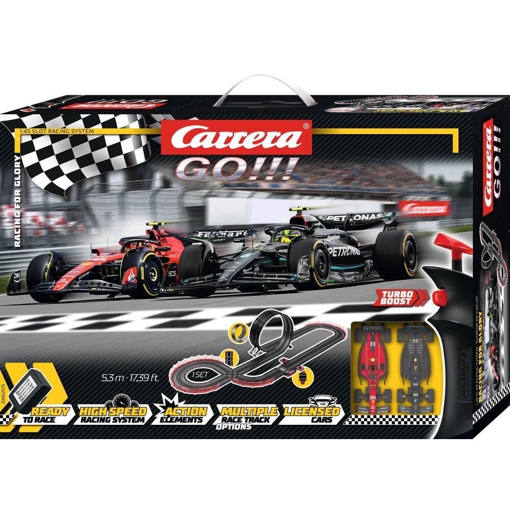 CARRERA GO!!! SLOT CAR SET 1:43 RACING FOR GLORY F-1 FERRARI AND MERCEDES