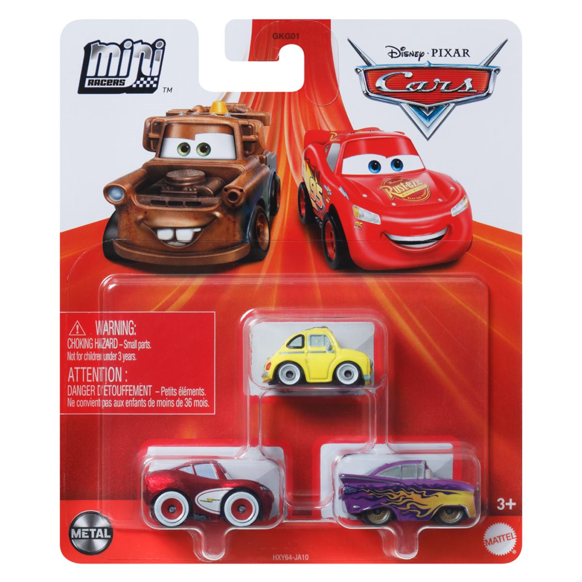 DISNEY / PIXAR CARS DIE CAST METAL MINI RACERS CRUISIN' LIGHTNING MCQUEEN, LUIGI & RAMONE CAR 3-PACK