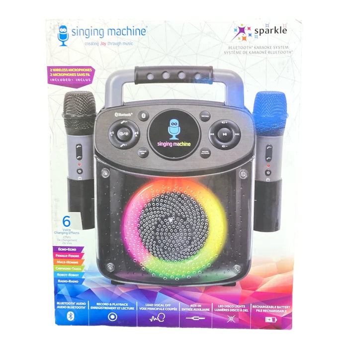 SINGING MACHINE MINI SPARKLE - BLUETOOTH KARAOKE - BLACK - Toyworld Frankston