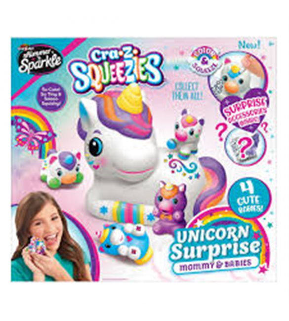 SHIMMER N SPARKLE CRA Z SQUEEZIES UNICORN SURPRISE MUMMY AND BABIES - Toyworld Frankston