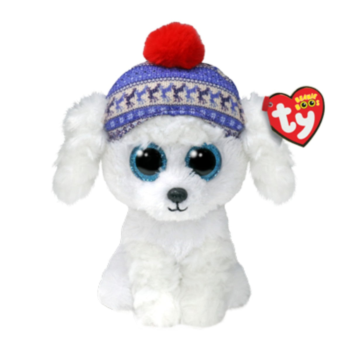 TY BEANIE BOO - CHRISTMAS - 'SLEIGHBELL' WHITE DOG WITH CHRISTMAS HAT REGULAR - Toyworld Frankston