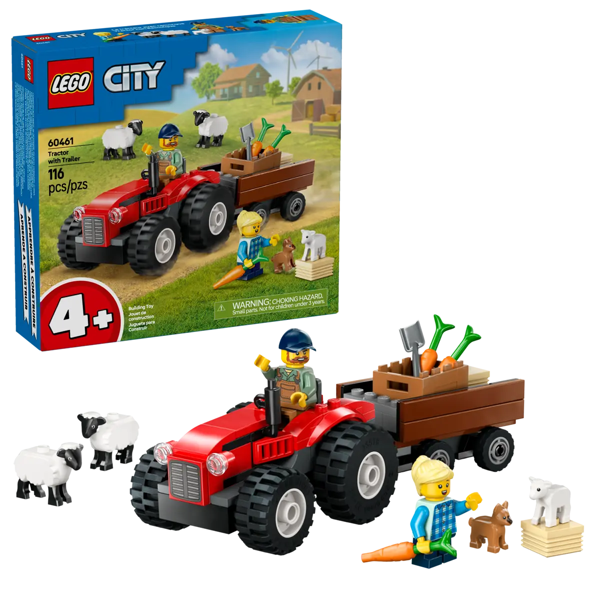LEGO 60461- CITY  RED FARM TRACTOR WITH TRAILER AND SHEEP - Toyworld Frankston