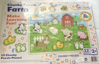 JR. GENIUS CHUNK PUZZLE - FARM 12PC