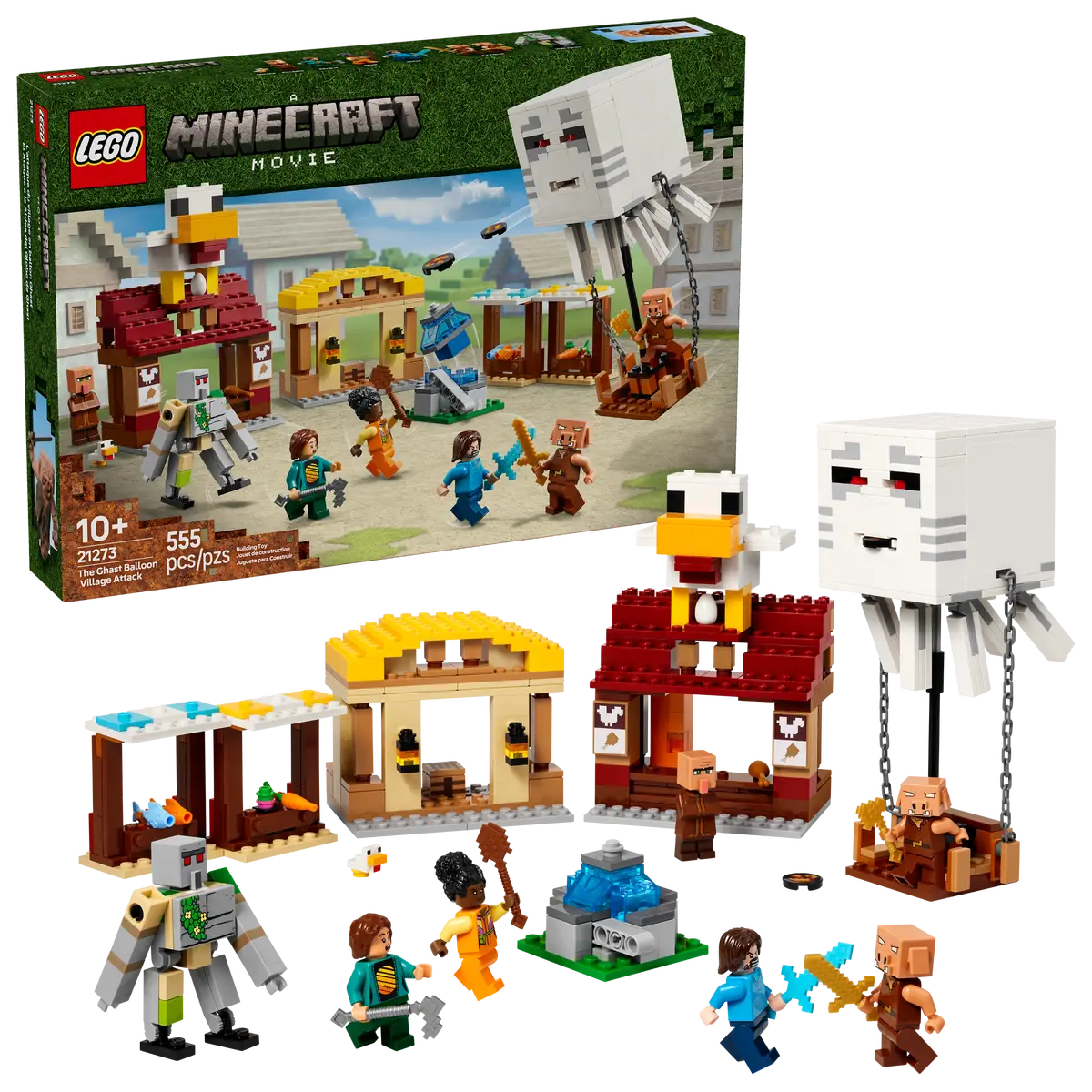 LEGO MINECRAFT 21273 THE GHAST BALLOON VILLAGE ATTACK - Toyworld Frankston