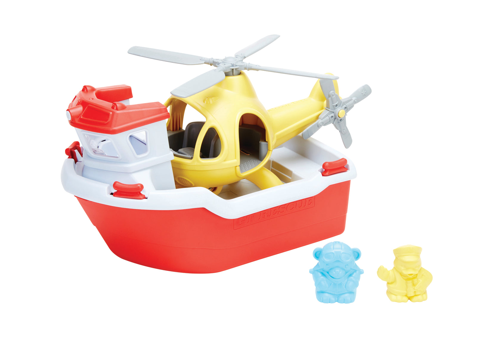 GREEN TOYS - RESCUE BOAT AND HELICOPTER - Toyworld Frankston