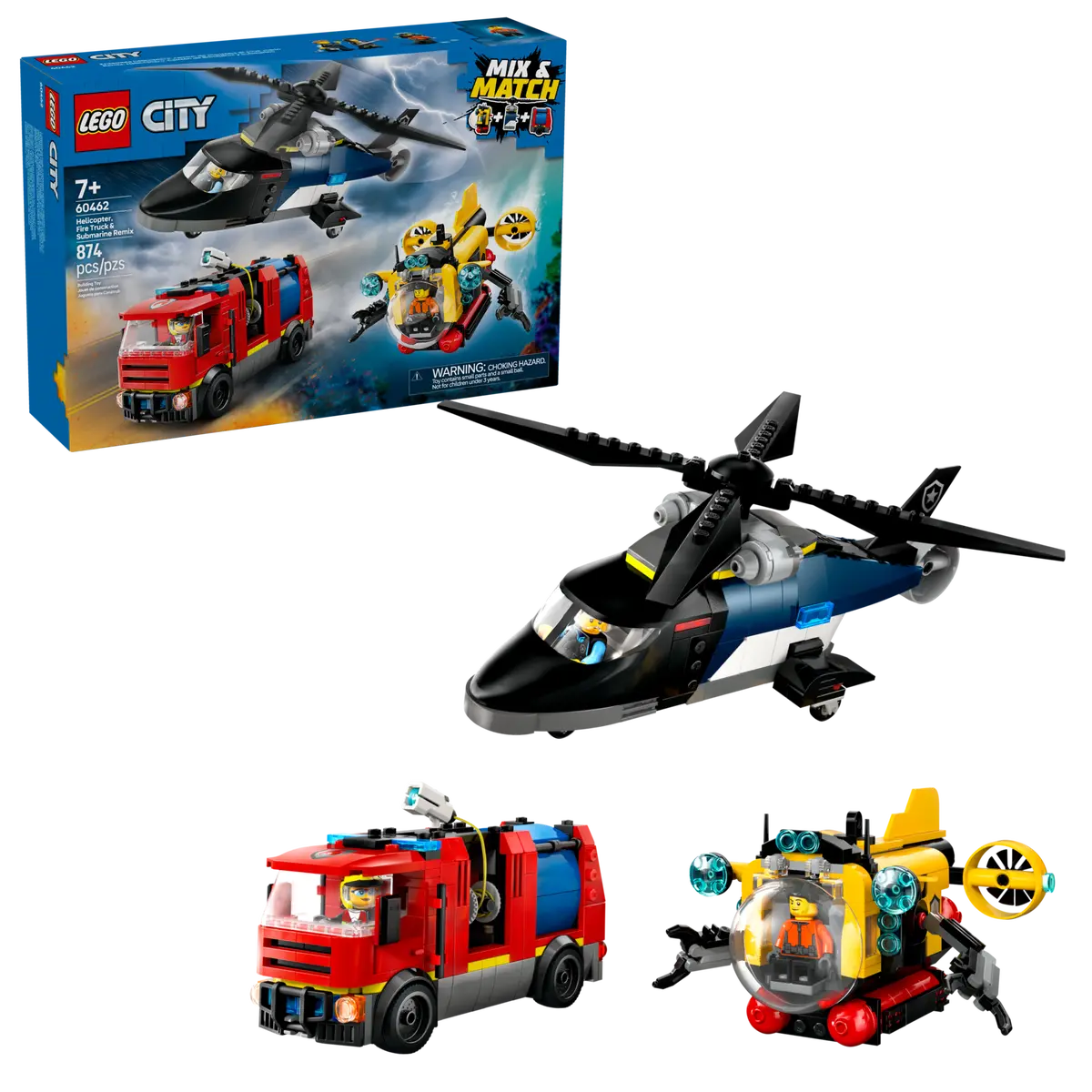 LEGO CITY 60462 HELICOPTER FIRE TRUCK AND SUBMARINE REMIX