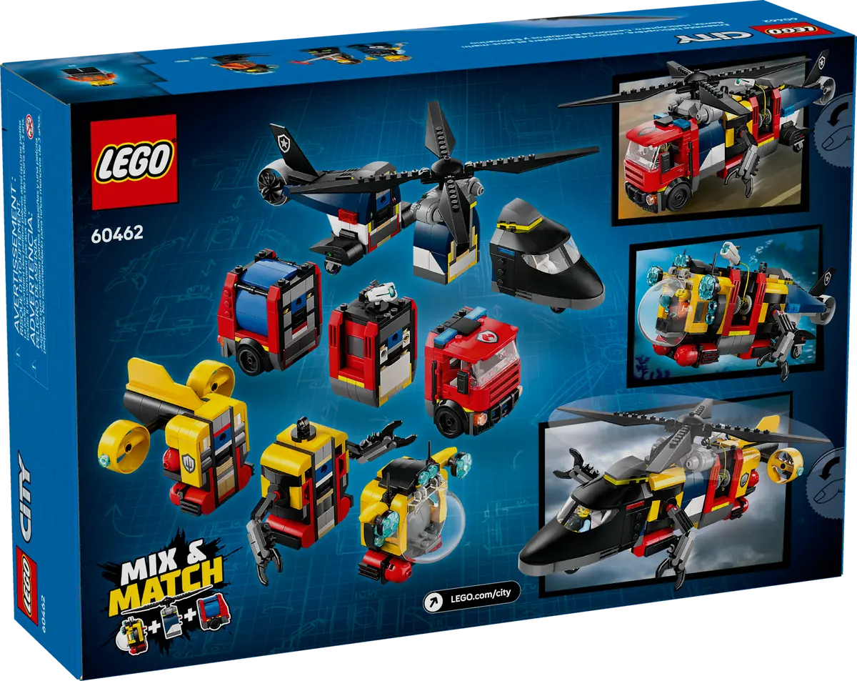 LEGO CITY 60462 HELICOPTER FIRE TRUCK AND SUBMARINE REMIX