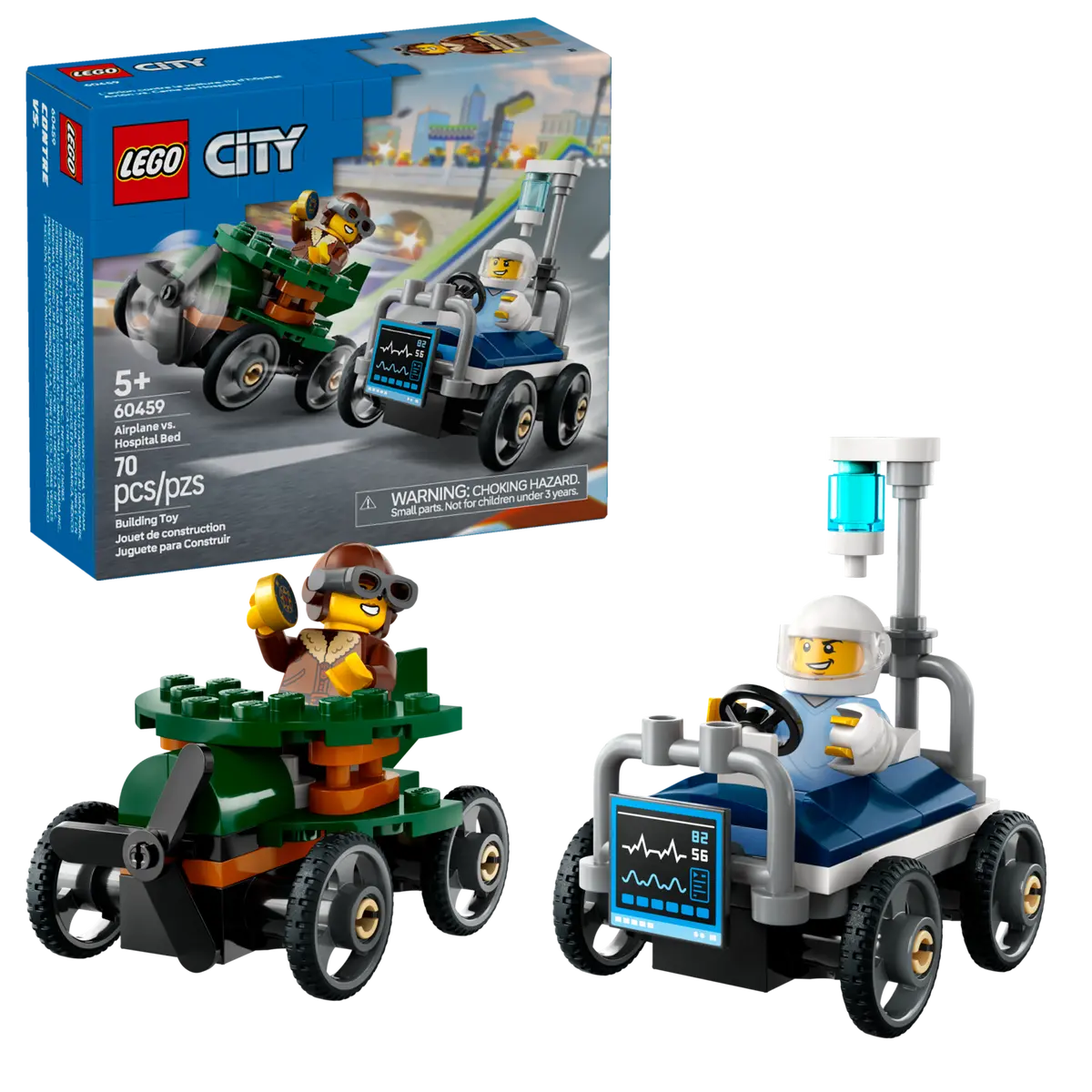 LEGO  60459 CITY - AIRPLANE VS HOSPITAL BED RACE CAR PACK - Toyworld Frankston