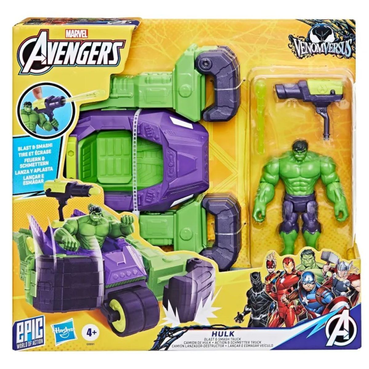 MARVEL AVENGERS - VENOMVERSUS - HULK  BLAST AND SMASH TRUCK - Toyworld Frankston