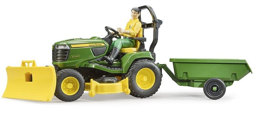 BRUDER JOHN DEERE LAWN TRACTOR WITH TRAILER