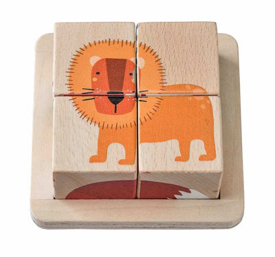 KAPER KIDZ WOODEN JUNGLE ANIMALS BLOCK PUZZLE