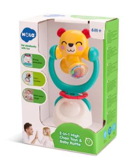 HOLA - 2 IN 1 HIGH CHAIR TOYS & BABY RATTLE - KUNG FU BEAR - Toyworld Frankston