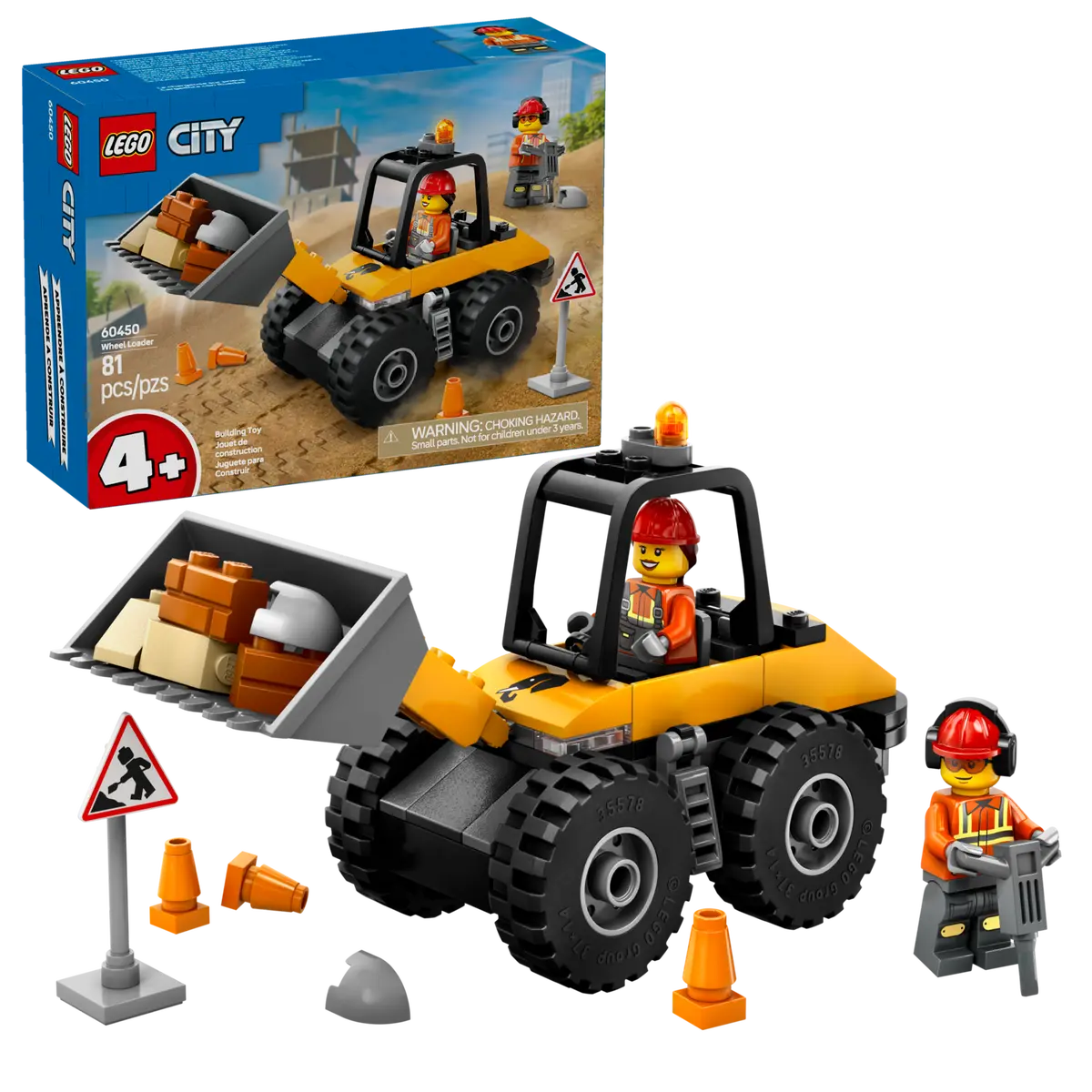 LEGO CITY 60450 YELLOW CONSTRUCTION WHEEL LOADER - Toyworld Frankston