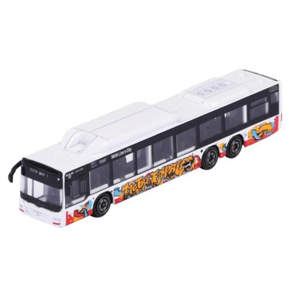 MAJORETTE CITY MAN BUS - WHITE METRO EXPRESS BUS WITH GRAFFITI