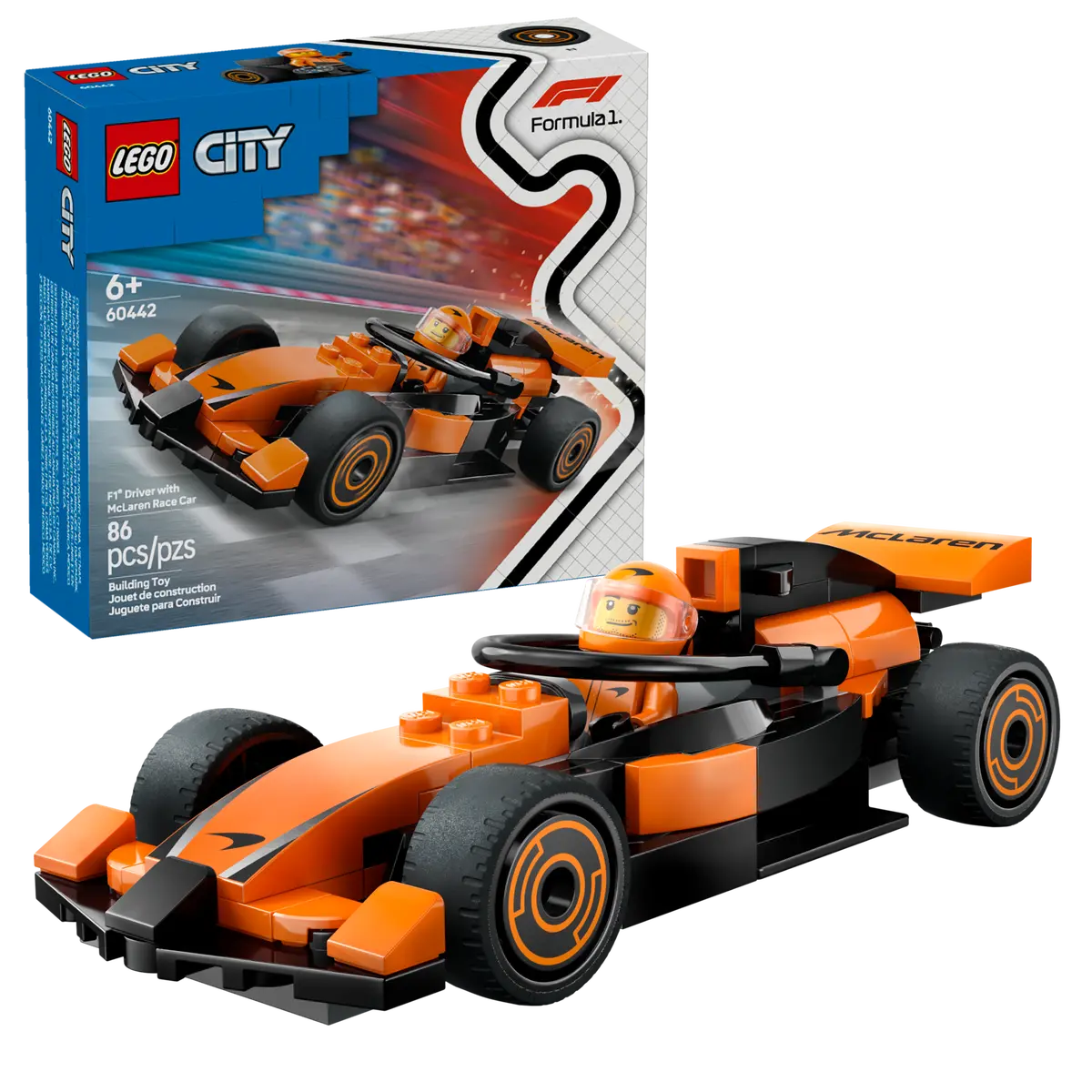 LEGO CITY 60442 F1® DRIVER WITH MCLAREN RACE CAR - Toyworld Frankston