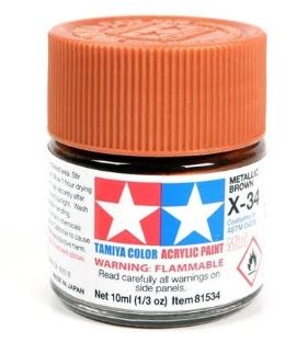 TAMIYA ACRYLIC PAINT MINI X-34 METALLIC BROWN - Toyworld Frankston