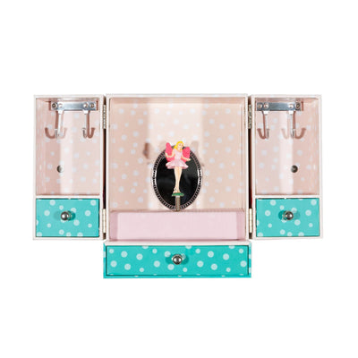 MUSIC BOX WITH WARDROBE - FLORAL FLOWER FAIRY JEWELLERY BOX - Toyworld Frankston