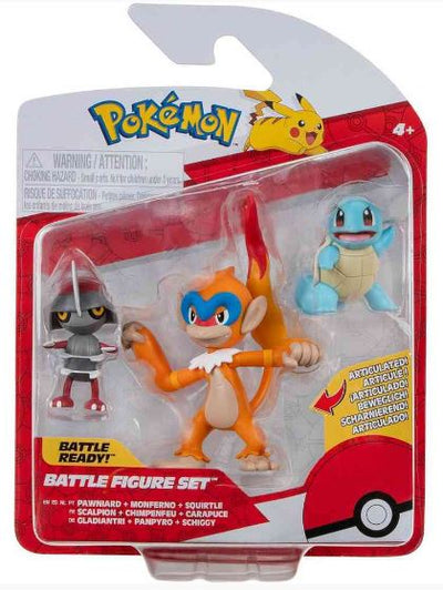 POKEMON BATTLE FIGURE FIGS ASST PAWNIARD, MONFERNO, SQUIRTLE - Toyworld Frankston