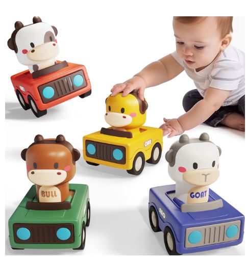 PRESS AND GO RACING CARS - ASSORTED ANIMAL DESIGNS