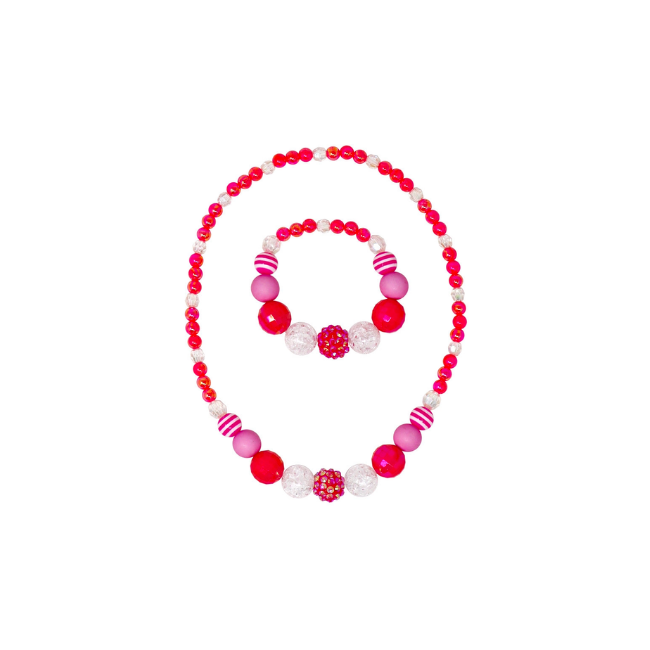 PINK POPPY PINK BEAD BRACELET AND NECKLACE SET - Toyworld Frankston