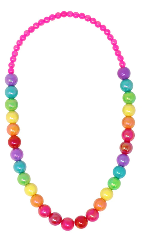 PINK POPPY RAINBOW BEADS NECKLACE