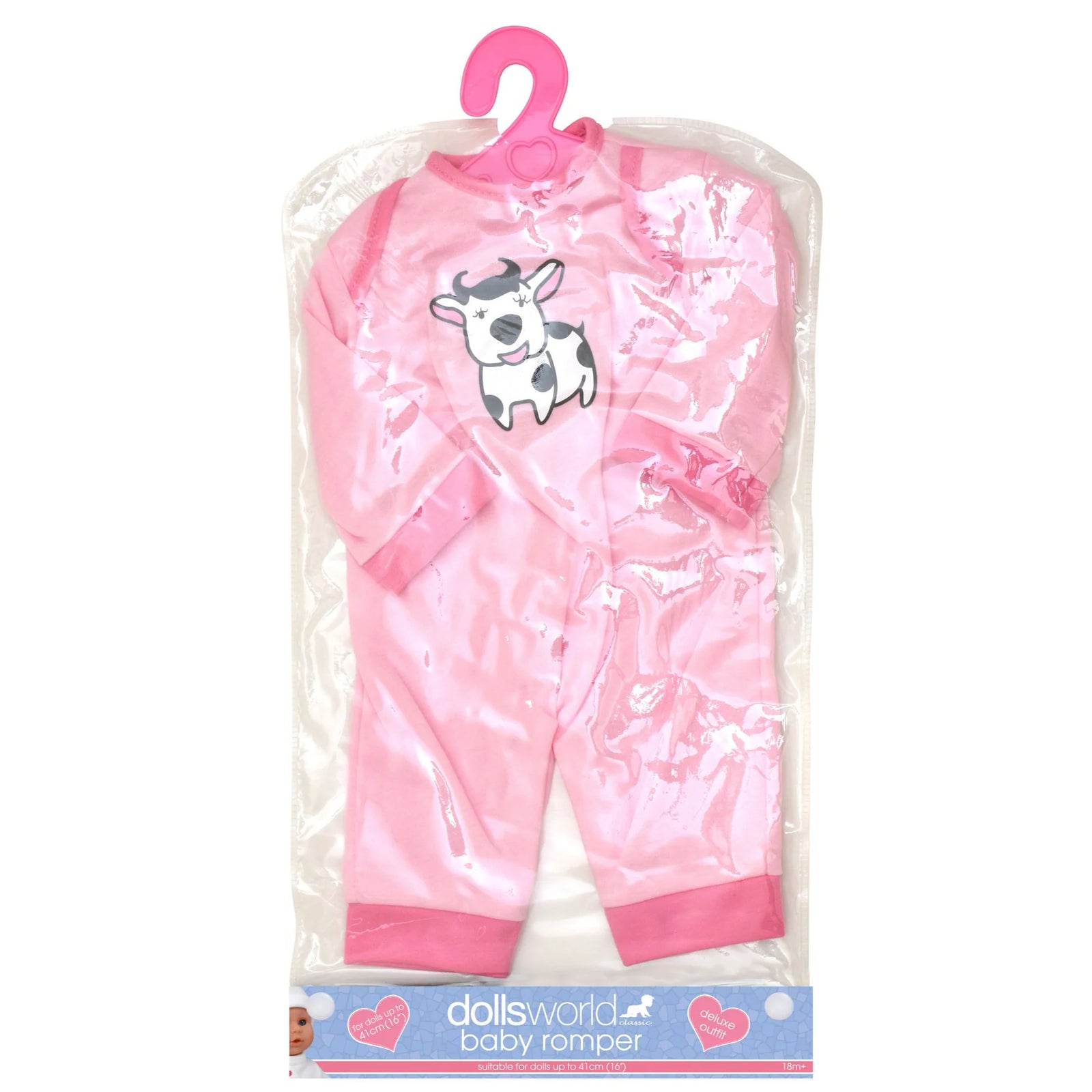 DOLLSWORLD FASHION BOUTIQUE BABY ROMPER - PINK OUTFIT WITH COW