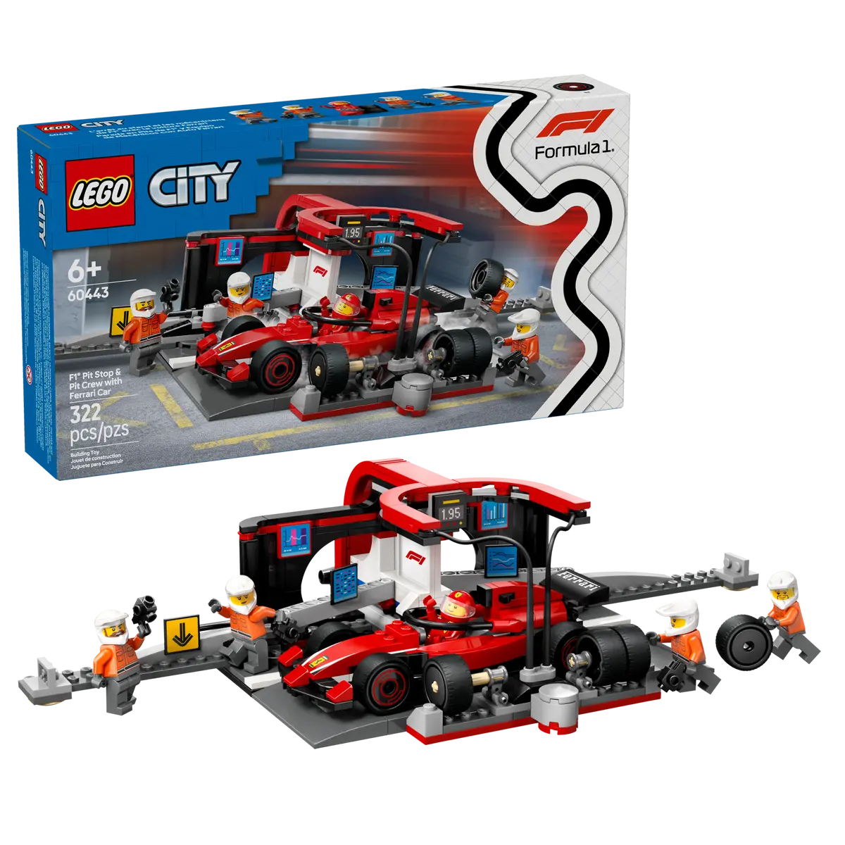 LEGO 60443 CITY - F1 PIT STOP AND PIT CREW WITH FERRARI CAR - Toyworld Frankston