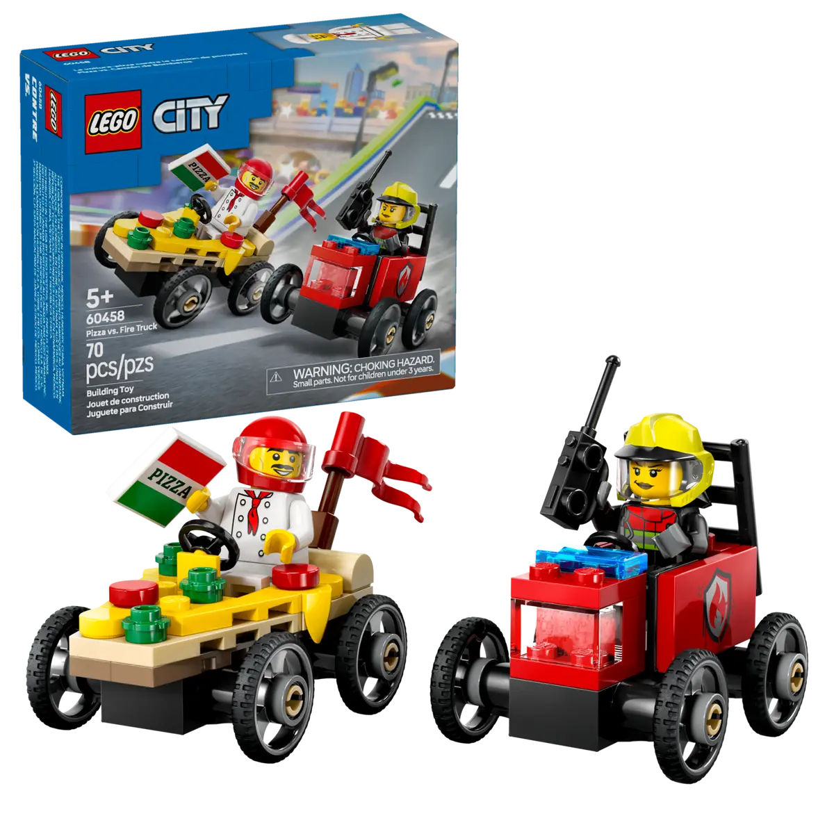 LEGO 60458 CITY - PIZZA VS FIRE TRUCK RACE CAR PACK - Toyworld Frankston