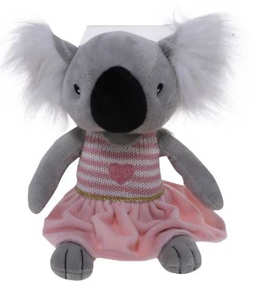 25CM GIRL KOALA IN PINK DRESS WITH HEART - Toyworld Frankston
