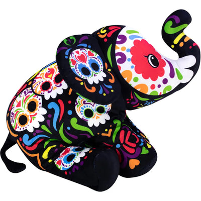 POP ART SOFT WEIGHTED ELEPHANT PLUSH - ASSORTED DESIGNS - Toyworld Frankston