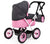 BAYER TRENDY DOLL PRAM PINK WITH BLACK HOOD & PINK BOW