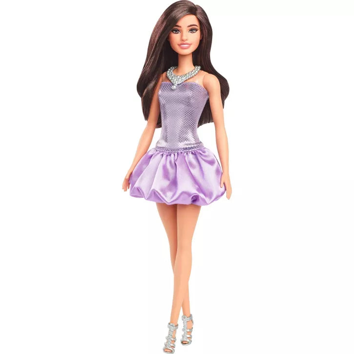 BARBIE FASHION DOLL - #234 BROWN HAIR SEQUIN DRESS - Toyworld Frankston