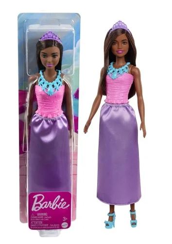 BARBIE DREAMTOPIA FLOWER DRESS BARBIE DOLL - DOLL -DARK SKIN PURPLE SKIRT - Toyworld Frankston