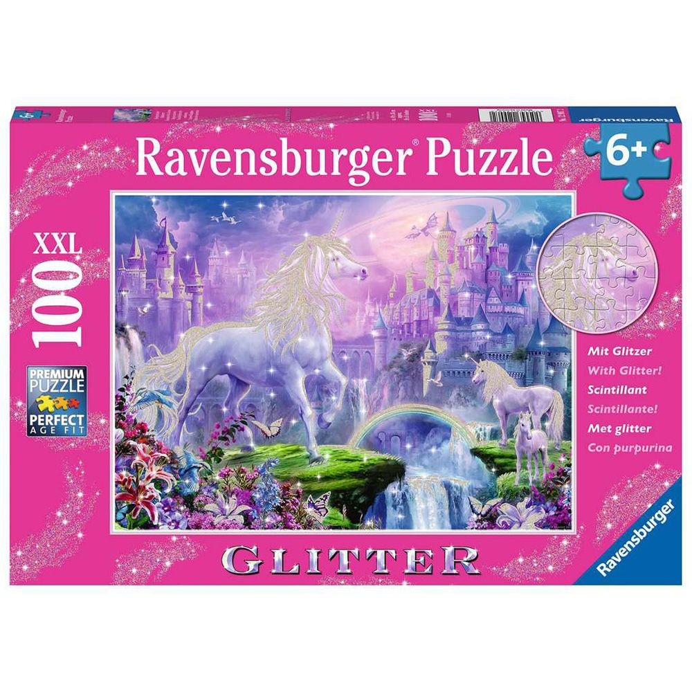 RAVENSBURGER - UNICORN KINGDOM GLITTER 100XXL PIECE PUZZLE - Toyworld Frankston
