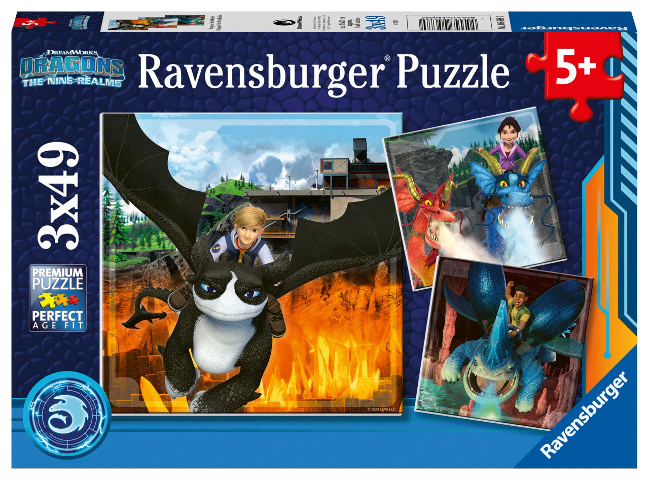 RAVENSBURGER PUZZLE - DREAMWORKS DRAGONS THE NINE REALMS 3X49 PC