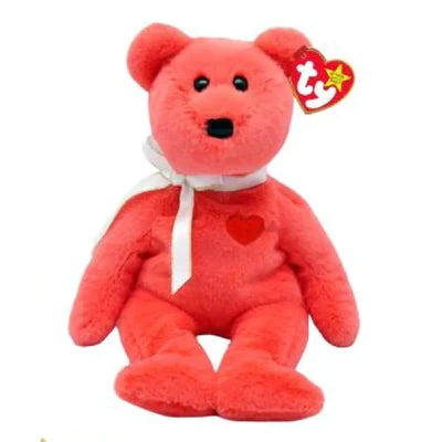 TY BEANIE BABIES - VALENTINO II - BEAR WITH RED HEART - Toyworld Frankston