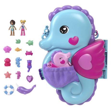 POLLY POCKET - DADDY AND ME - SEAHORSE PURSE COMPACT